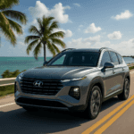 Hyundai vehicle on beach highway