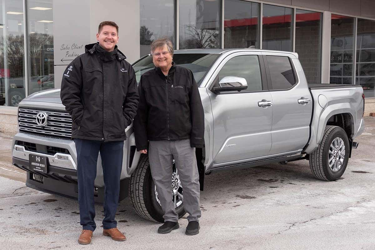 sales consultant payton duit delivering a new toyota tacoma