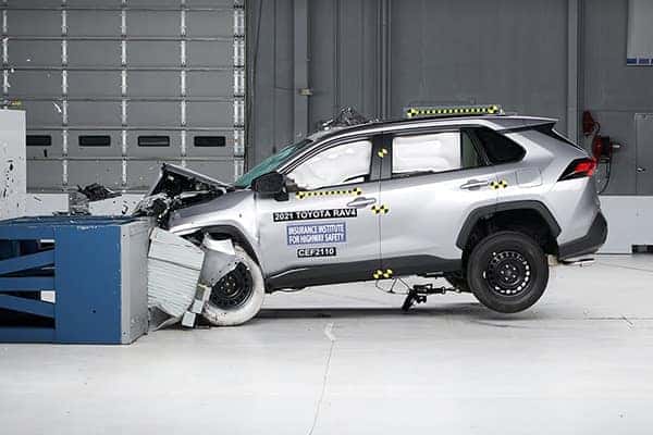 a toyota rav4 being crash tested iihs