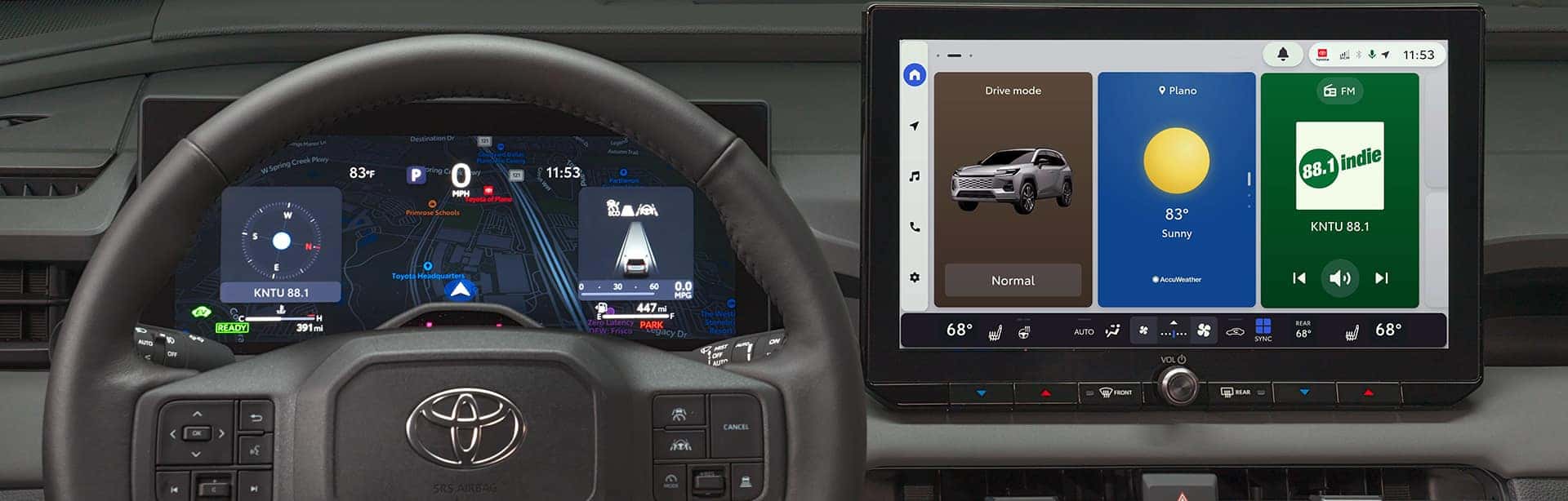 the dashboard inside a toyota vehicle