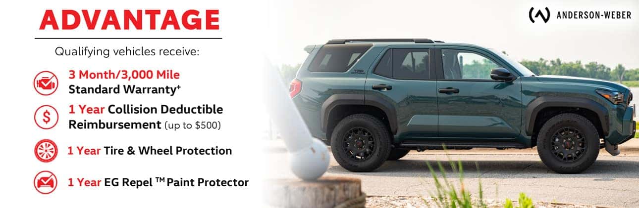 the anderson weber toyota advantage program included with select vehicle purchases