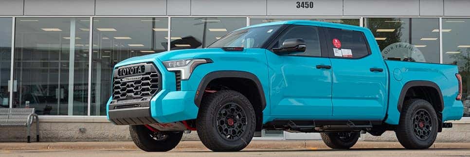 a 2026 toyota tundra in the color wavemaker at anderson weber toyota in dubuque iowa