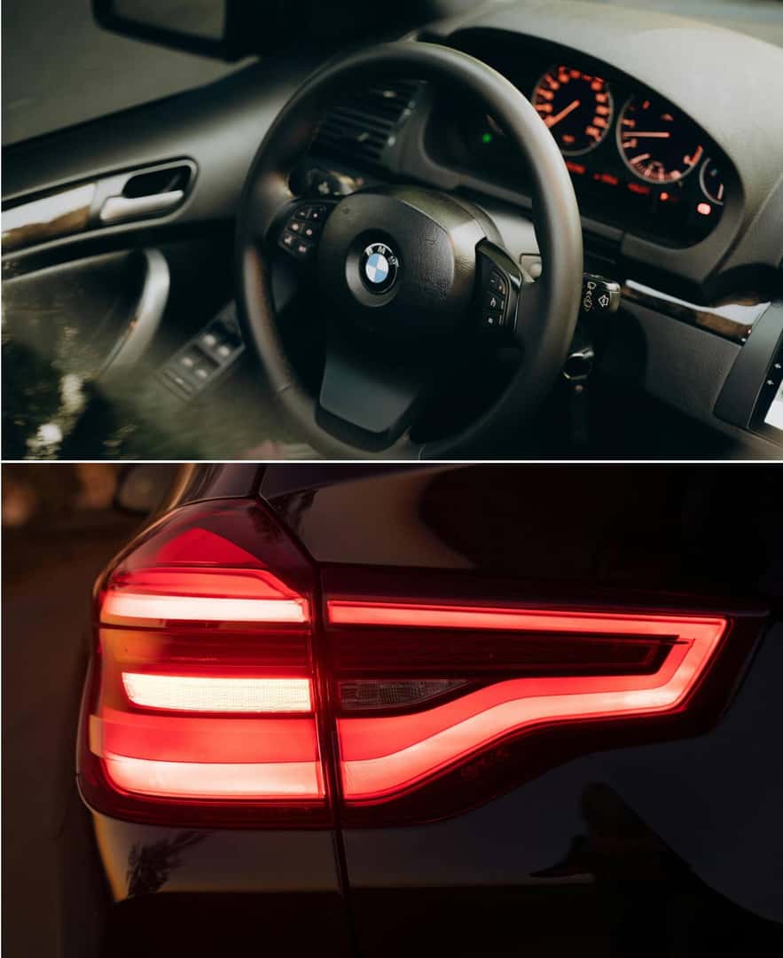 BMW dashboard board lights and BMW brake light illuminating