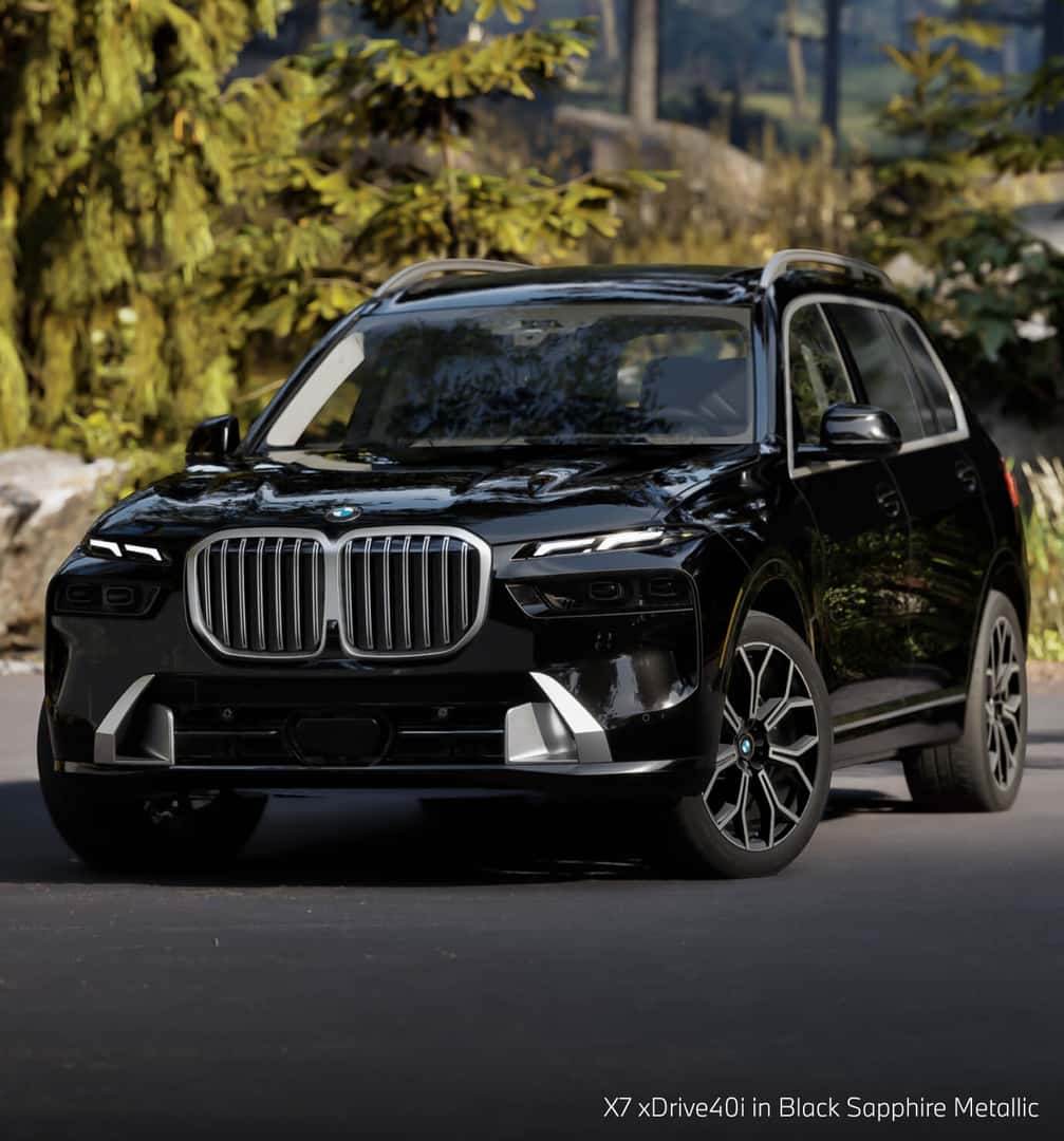 BMW X7 xDrive40i in Black Sapphire Metallic parked on the street