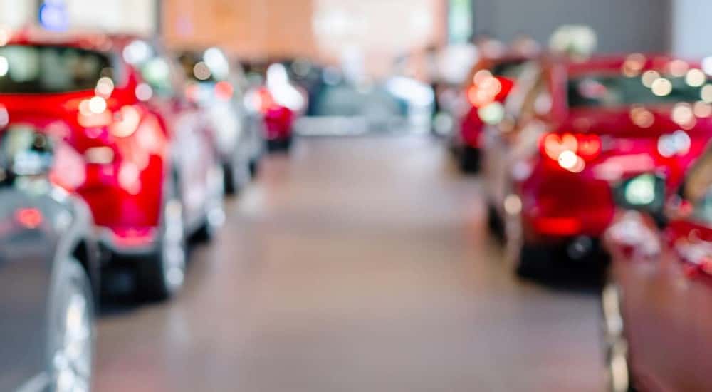 Row of cars at a dealership