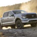 A silver 2021 Ford F-150 Tremor from the side.
