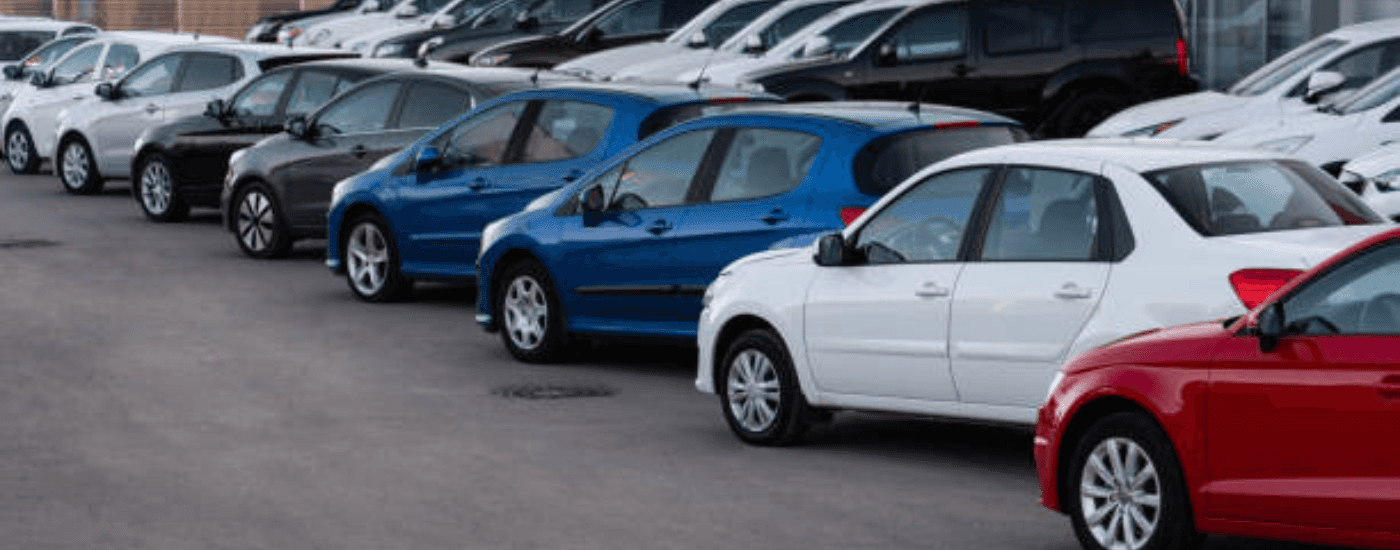 A row of used cars in Durham, N.C. is shown