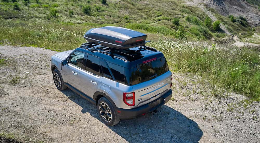 A silver 2025 Ford Bronco Sport from the rear.