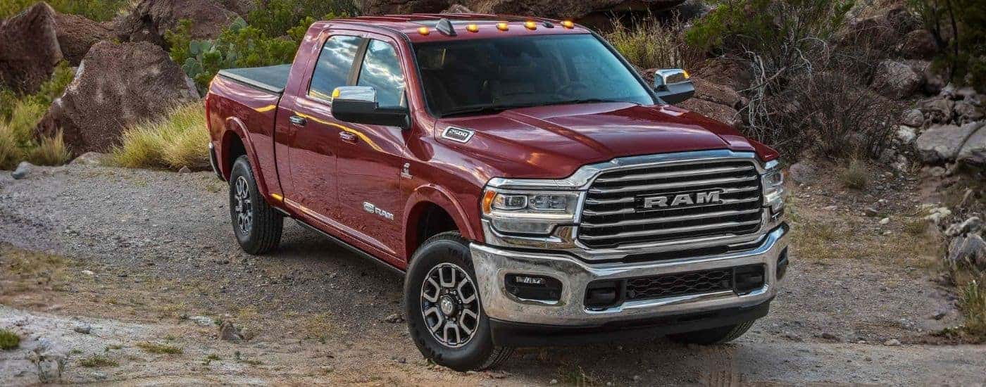 Maroon 2022 Ram 2500 parked off-road