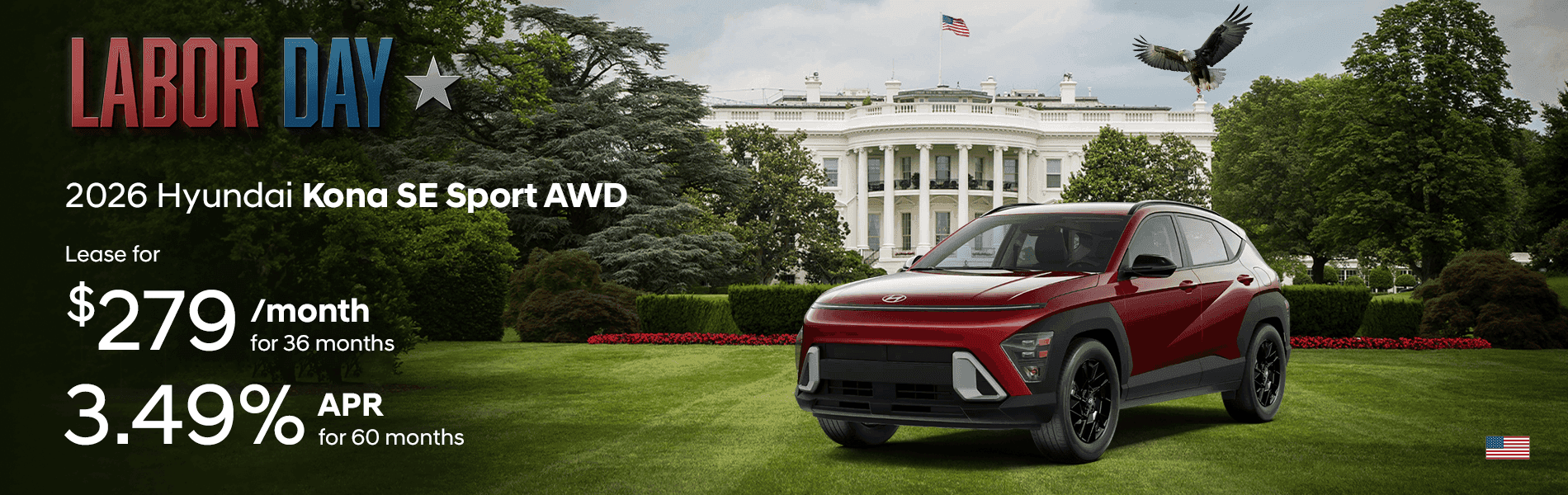 2026 Kona SE Sport AWD Lease for $279 a month/36 months