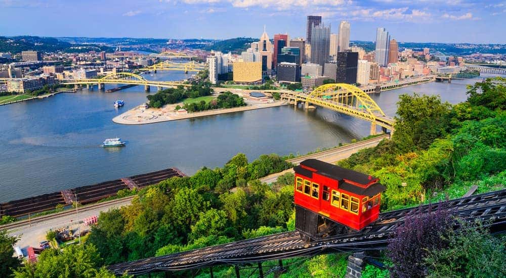 A view of Pittsburgh is shown from the Duquesne Incline.