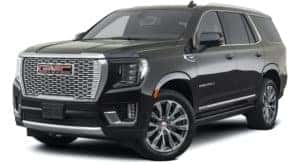 A black 2021 GMC Yukon is angled left.