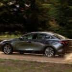 A grey 2020 Mazda3 is shown from the side after looking at used cars in PA.