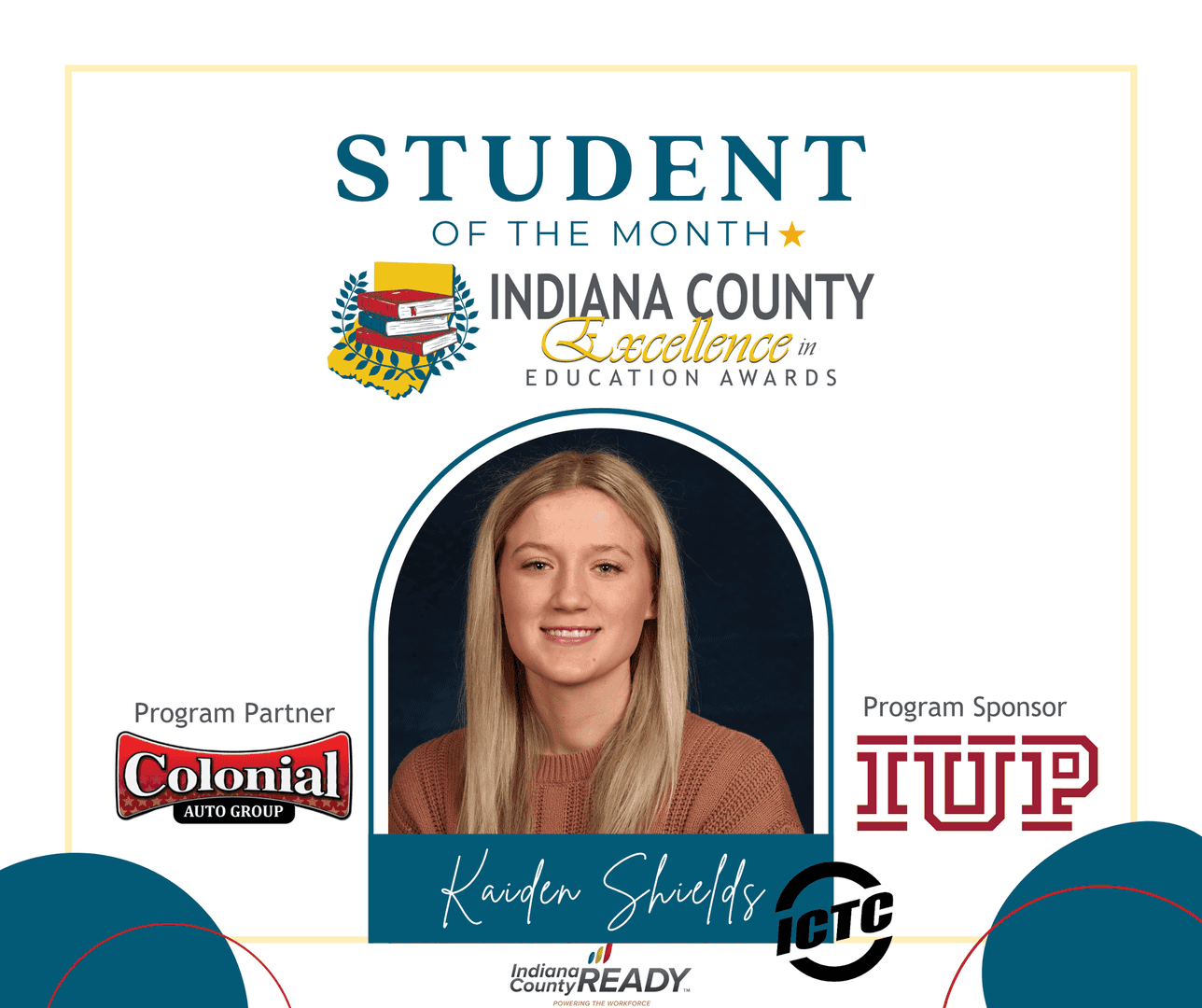 Student of the Month kaiden Sheilds