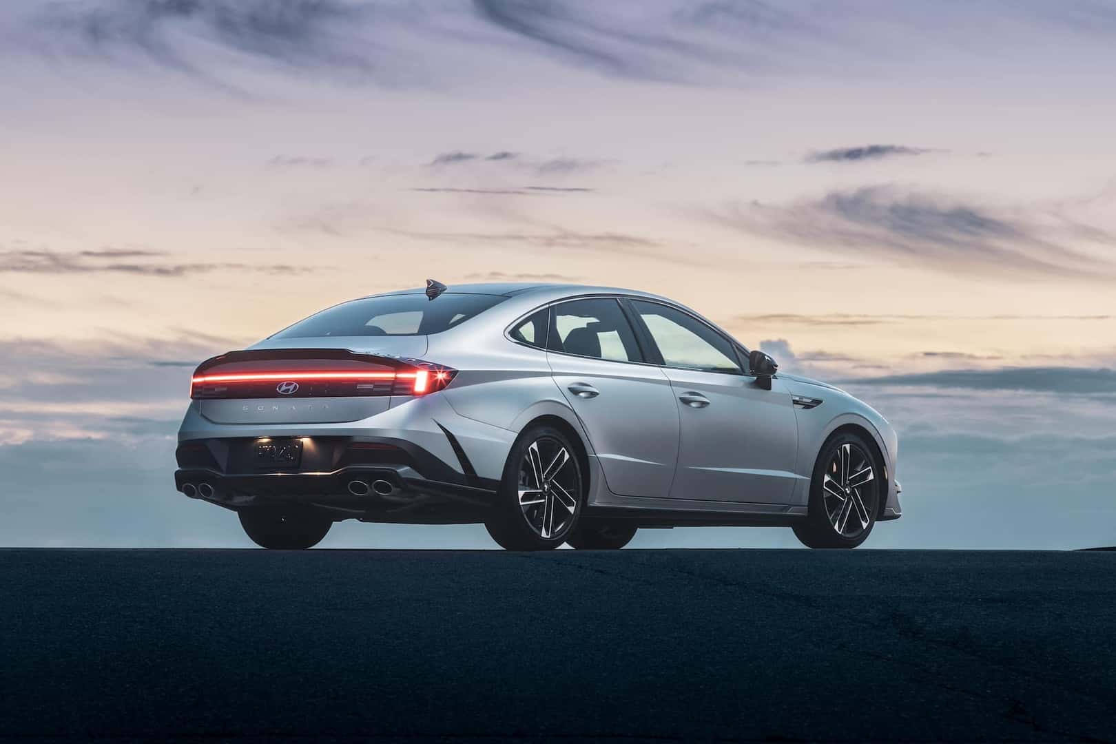 2024 Hyundai Sonata N Line rear lights illuminating
