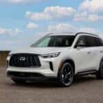 White 2025 INFINITI QX60 Black Edition Package exterior driver side
