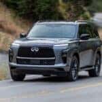 Anthracite Gray 2025 INFINITI QX80 driving