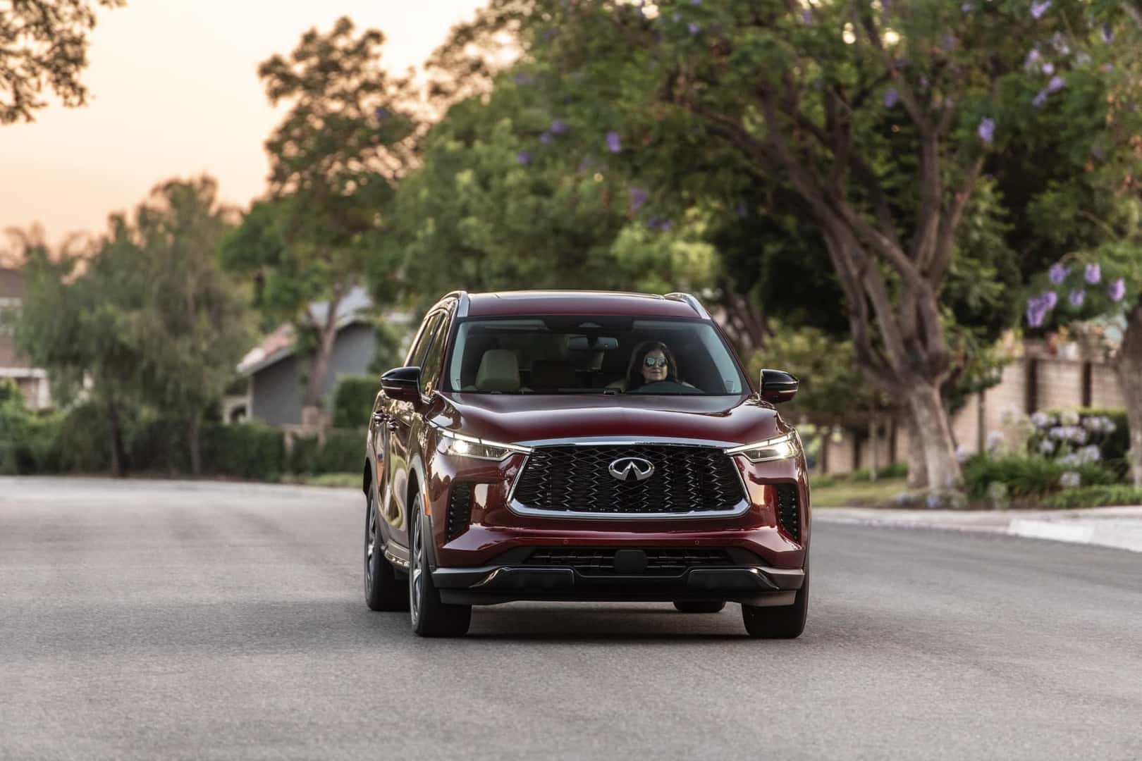 2023 INFINITI QX60 Deep Bordeaux driving