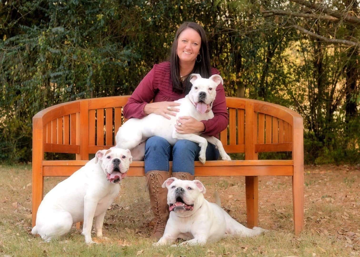 Woman with three Dogs