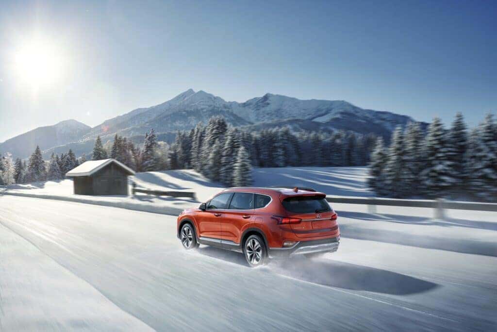 hyundai santa fe in the snow