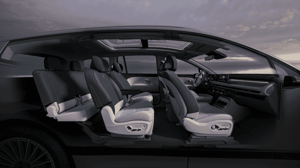 The interior of the 2026 Hyundai IONIQ 9 3-Row Electric SUV