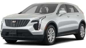A white 2019 Cadillac XT4 on white facing left