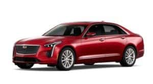 A red 2020 Cadillac CT6 facing left