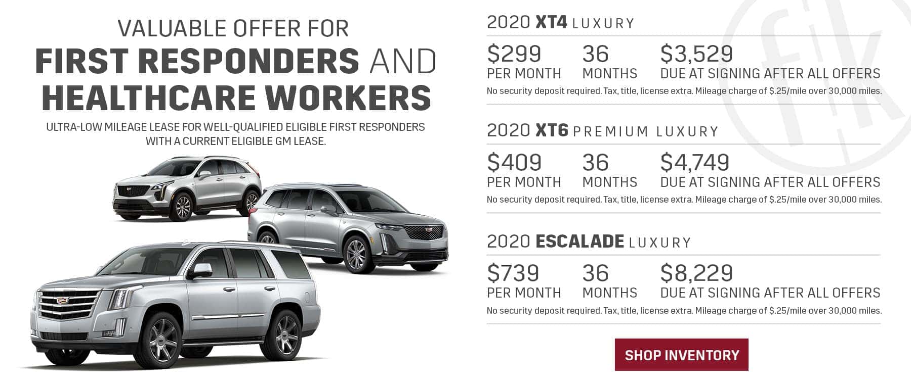Supplier Pricing for First Responders – XT4, XT6 & Escalade