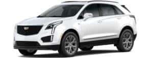A white 2020 Cadillac XT5 is angled left.