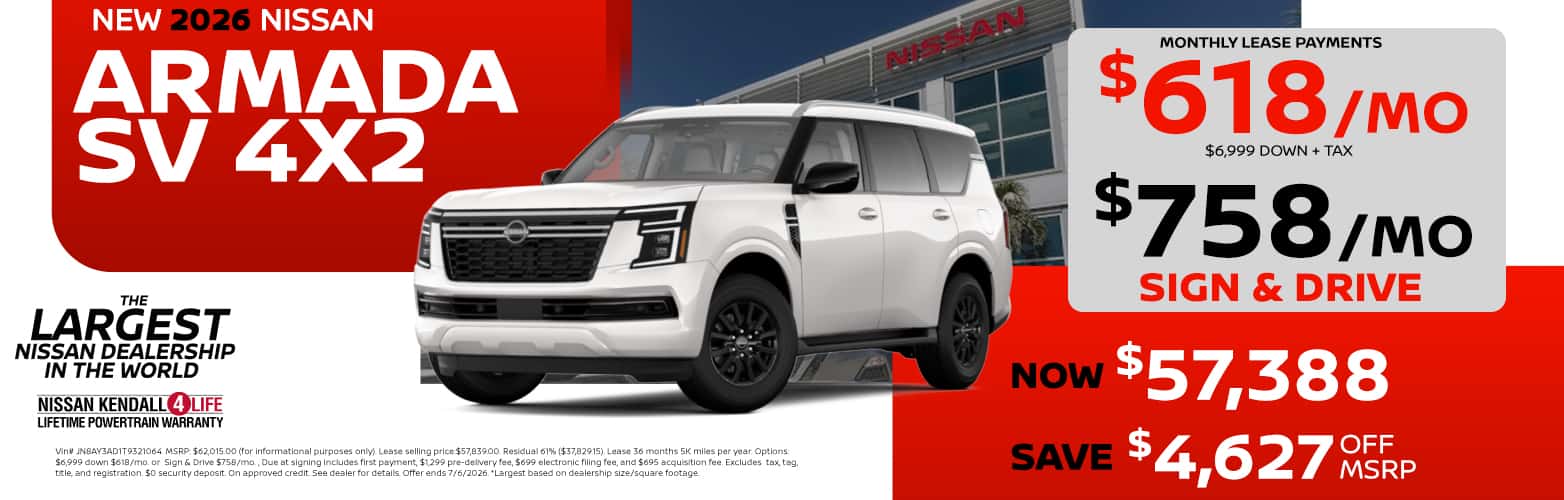 2026 Armada lease as low as $618 or sign and drive $758