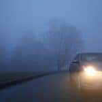 hyundai driving on fort worth, tx foggy road