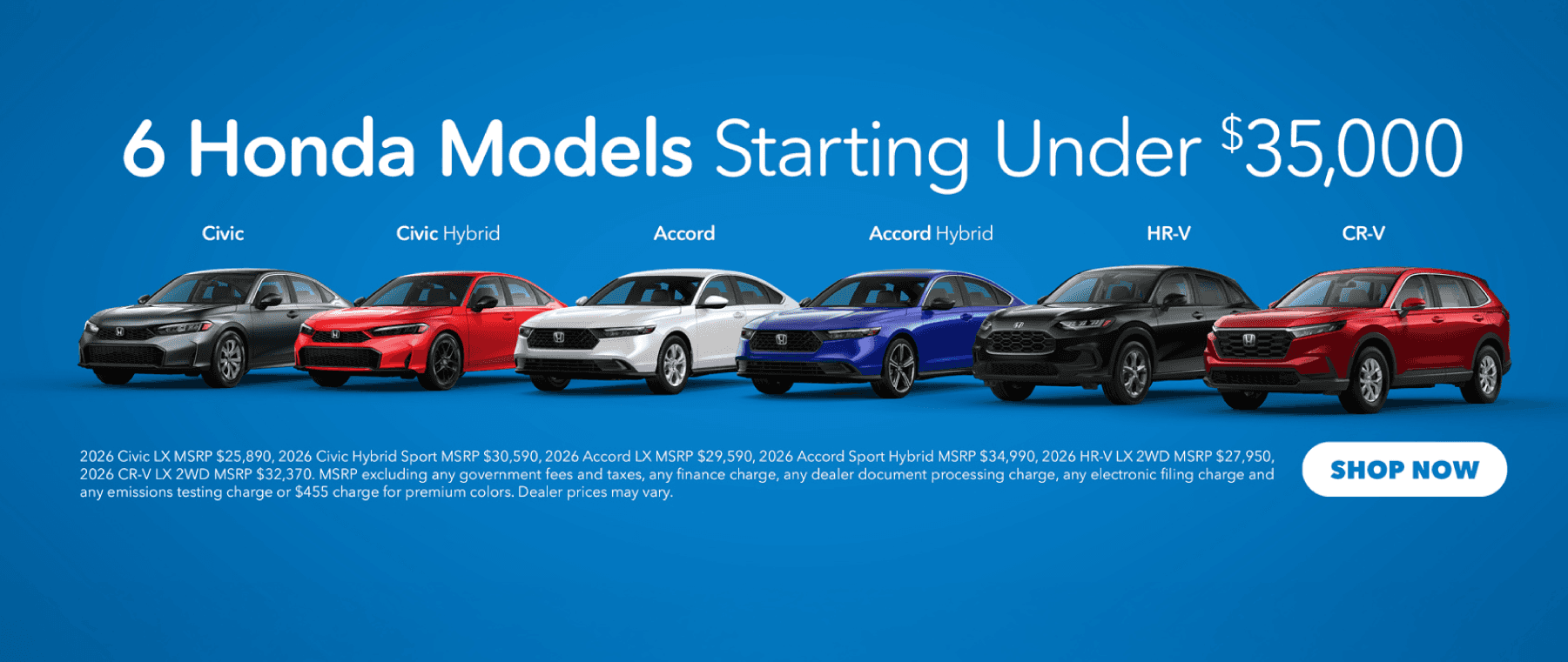 6 Honda models starting under $35k