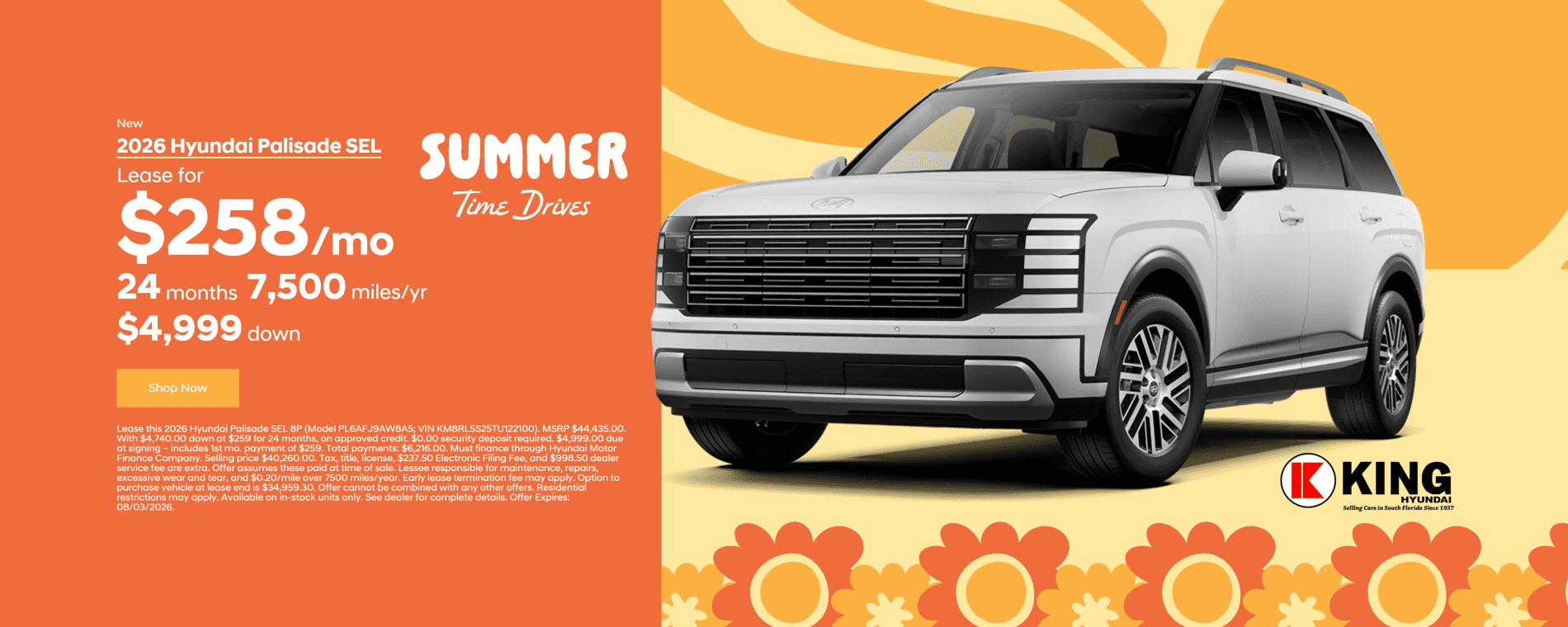 2026 Hyundai Palisade Lease Special at King Hyundai in Deerfield Beach, FL