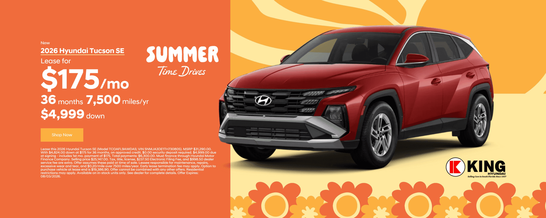 2026 Hyundai Tucson Lease Special at King Hyundai in Deerfield Beach, FL