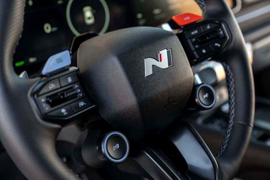 2026 Hyundai IONIQ 6 N steering wheel and driver cockpit
