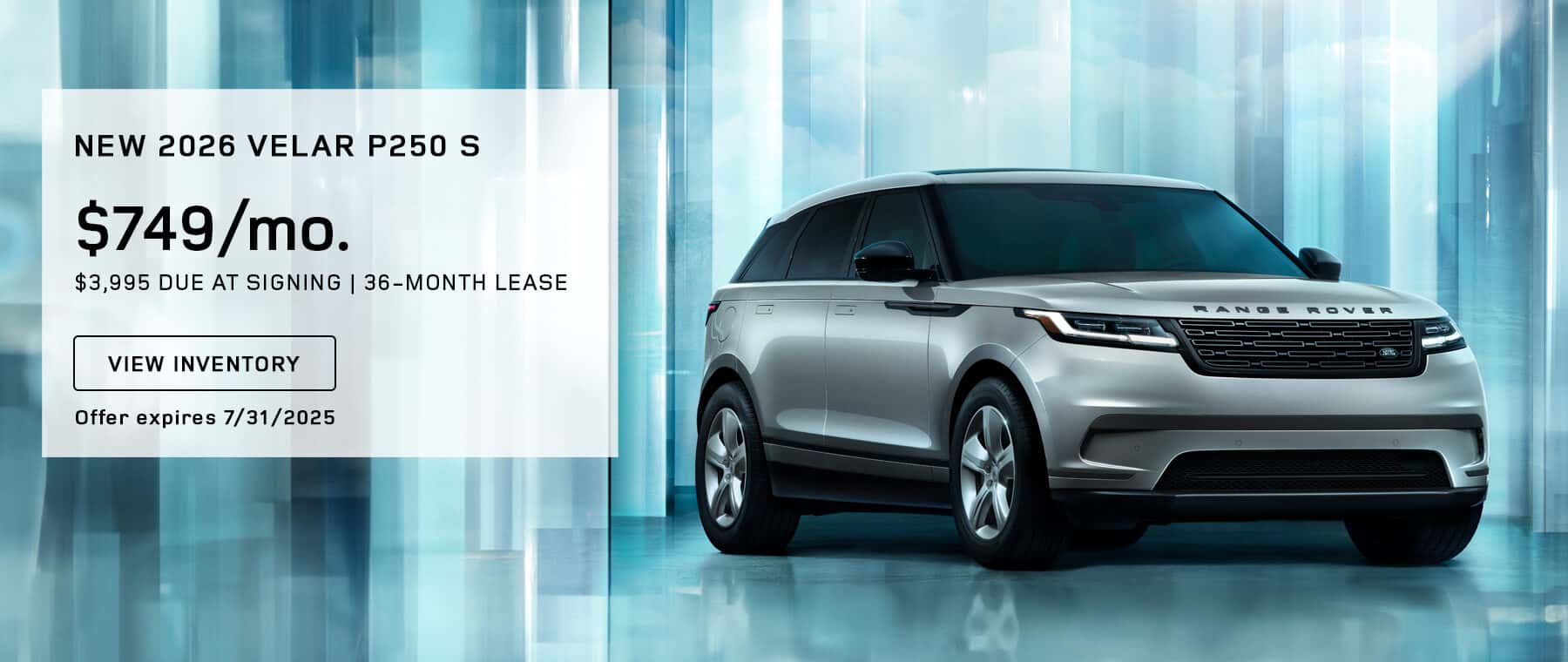 New 2026 Land Rover Range Rover Velar P250 S with 36-month lease 749