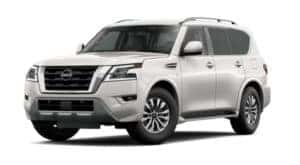 A white 2021 Nissan Armada SV is angled left.