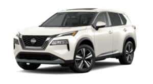 A white 2022 Nissan Rogue SL is angled left.