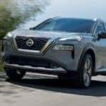 A grey 2022 Nissan Rogue is shown from the front at an angle after asking a dealer to 'value my trade'.