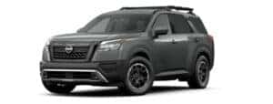 A grey 2023 Nissan Pathfinder Rock Creek is angled left.