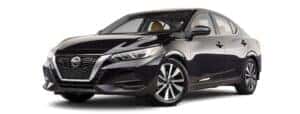 A black 2023 Nissan Sentra is shown from the front at an angle.