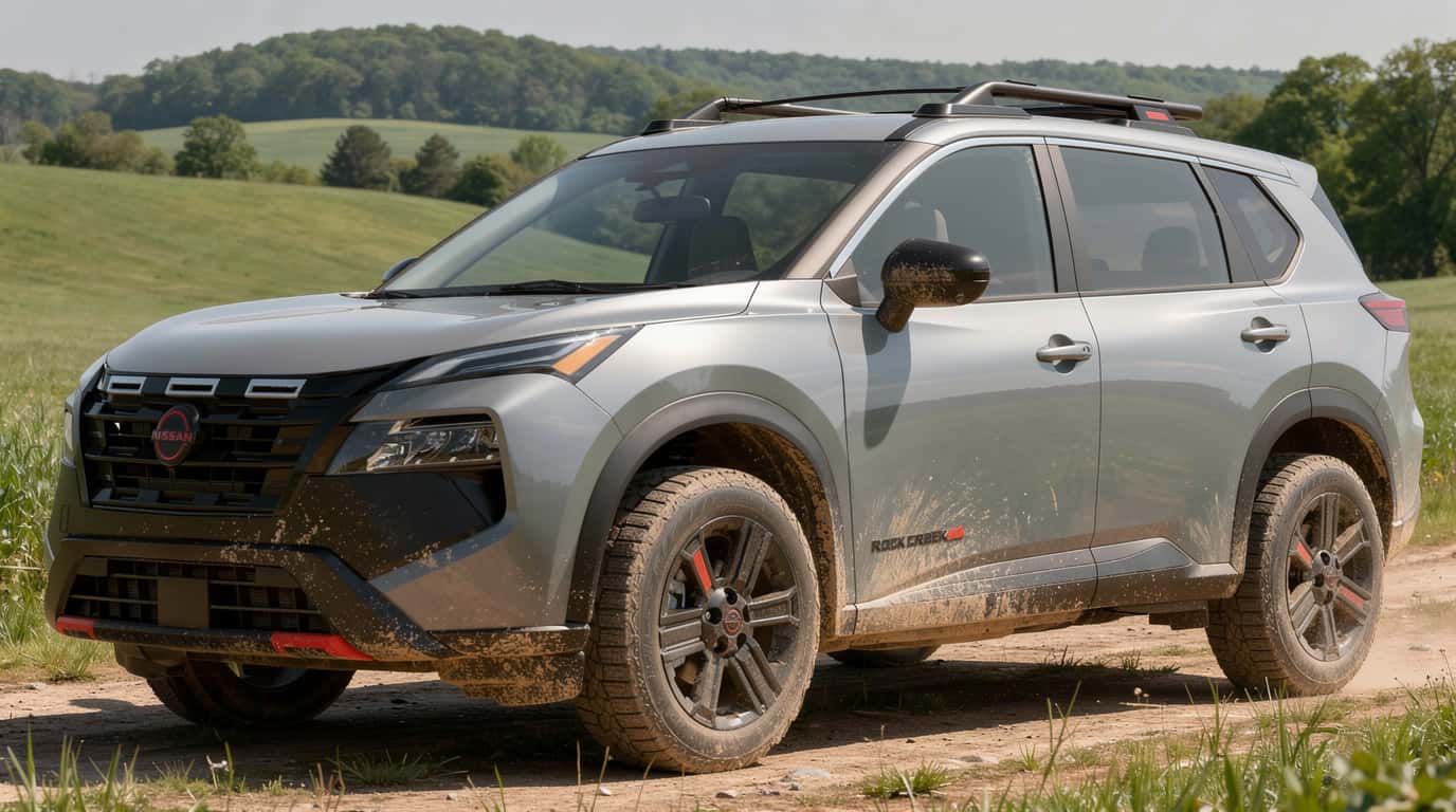 2026 Nissan Rogue RockCreek parked on a dirt road in Shelbyville
