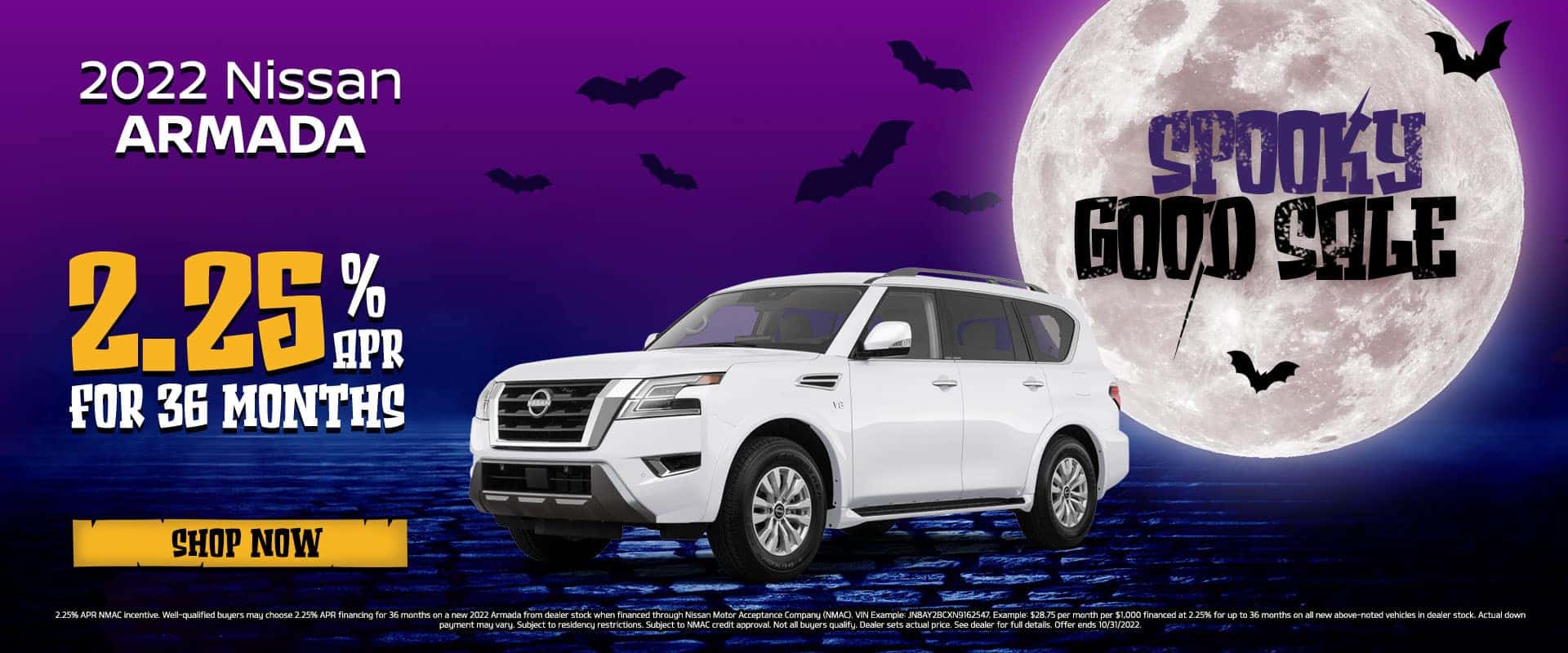 2.25% APR for 36 Months on 2022 Nissan Armada