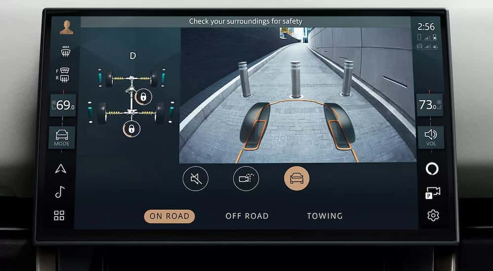 Close-up on the dashboard screen of a 2025 Range Rover Sport.