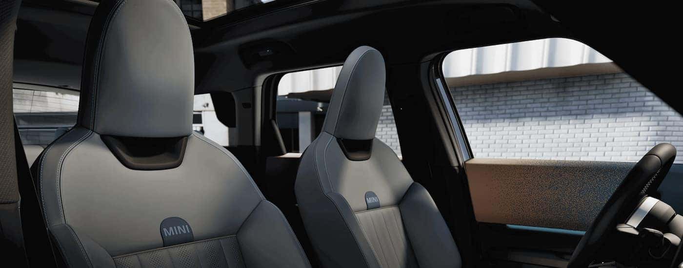 Black leather interior of a 2025 MINI Countryman for sale