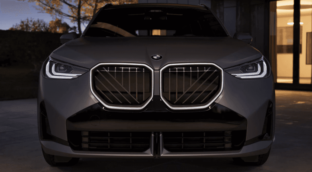 Close-up head on shot of a silver 2025 BMW X3 for sale near Lincoln
