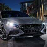Hyundai with lights on