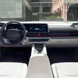 view front seat from back seat of an electric car
