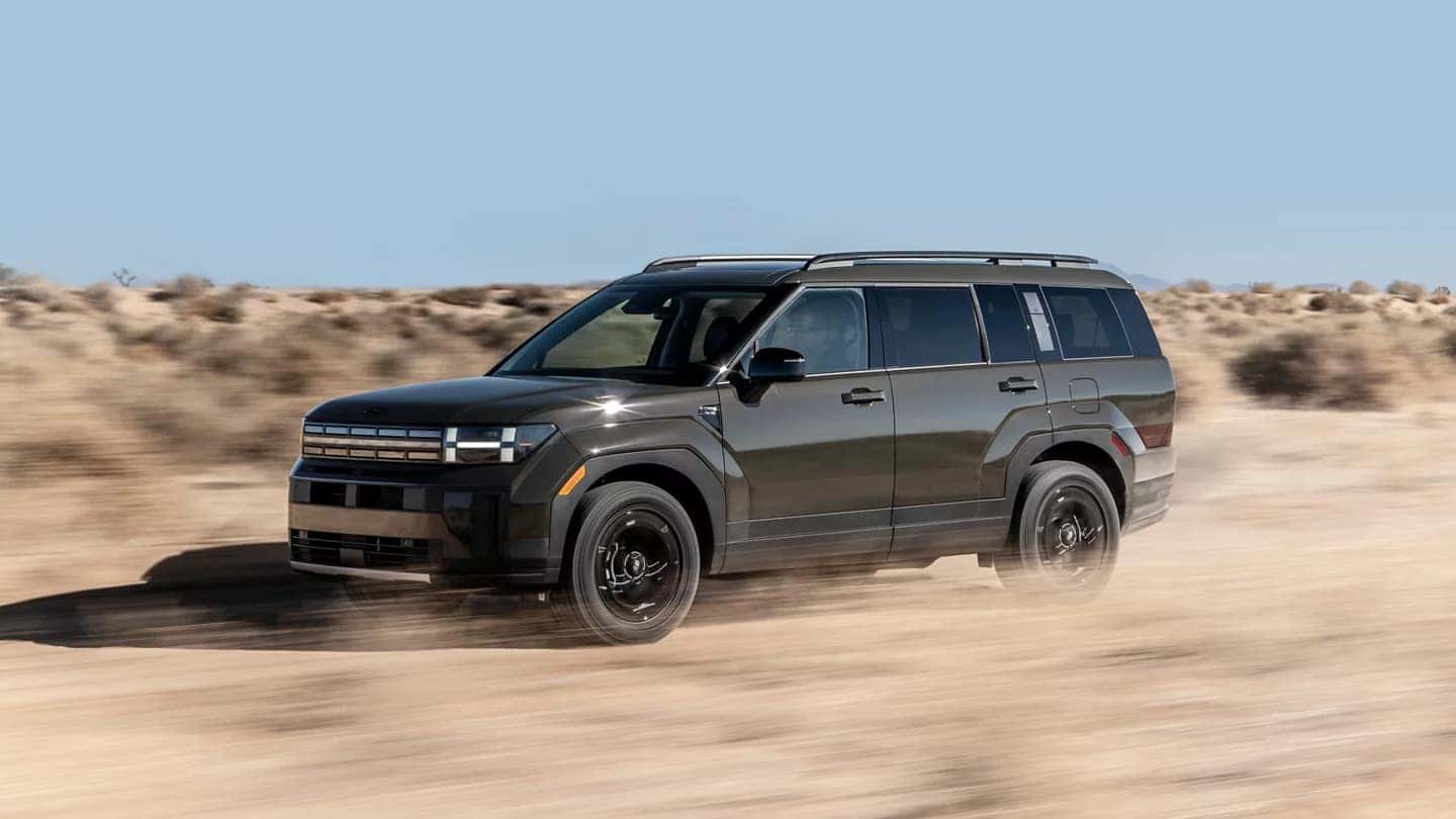 2025 Hyundai Santa Fe XRT driving through the desert