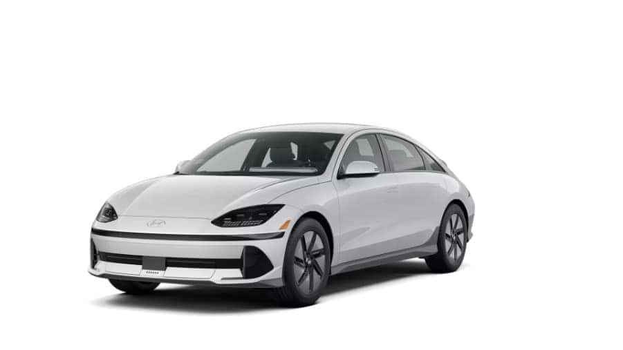 The 2025 Hyundai IONIQ 6 SE Standard Range in Serenity White exterior paint.